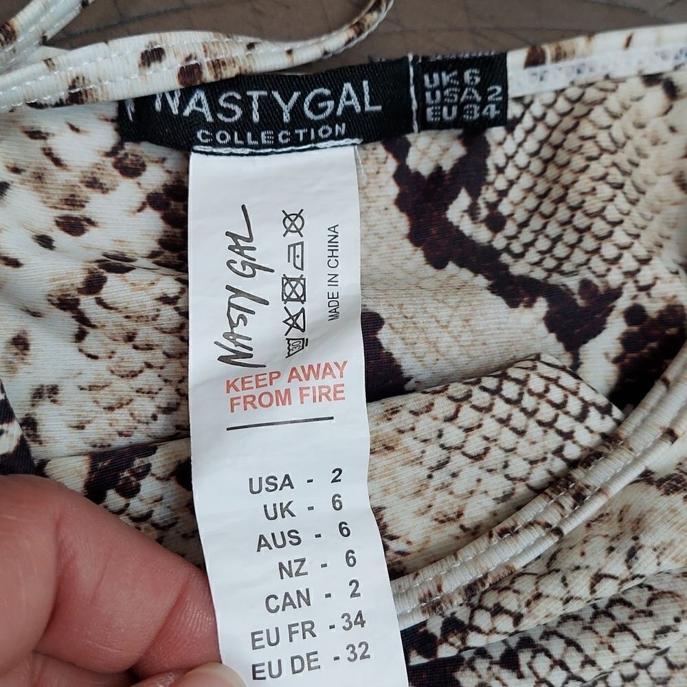 Nasty Gal Snakeskin Print High Waist String Bikini Sz 2 - Picture 5 of 9